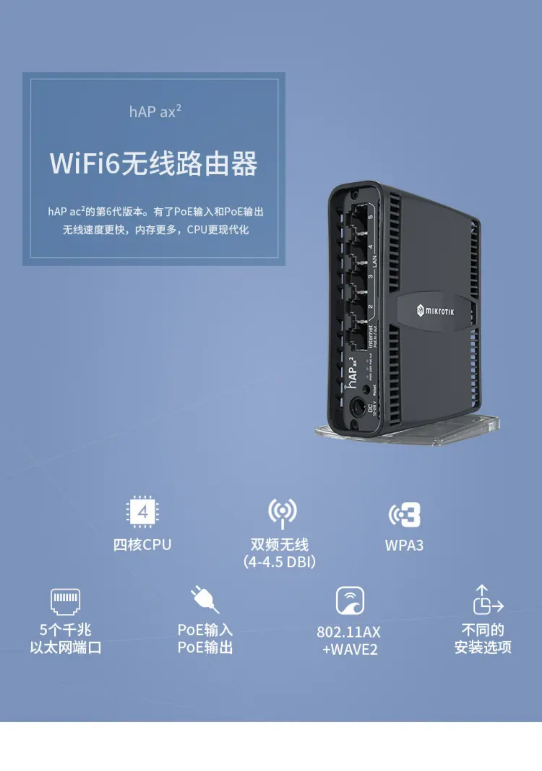 ﻿MikroTik hAP ax² – Routeur Wi-Fi 6 puissant et compact