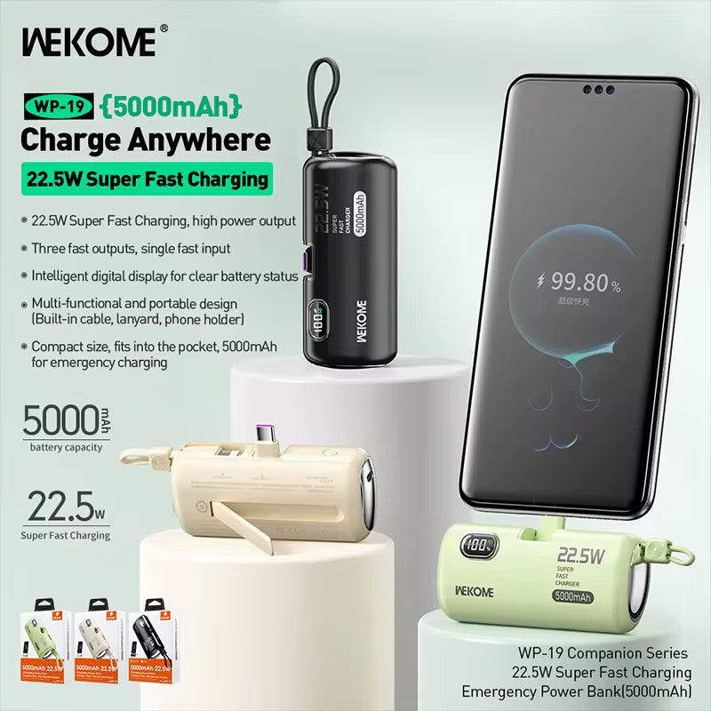🔋 Power Bank WEKOME 22.5W – Charge Rapide & Compacte